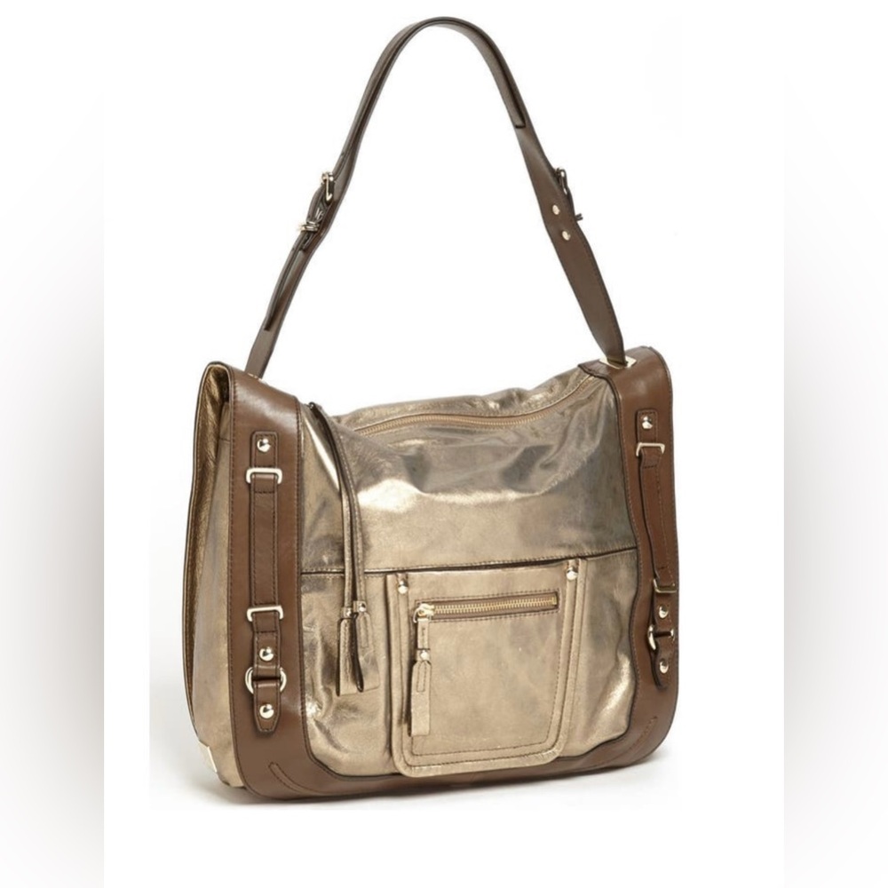 Kooba Gold Metallic Shoulder Bag. Hand crafted from the finest quality leathers